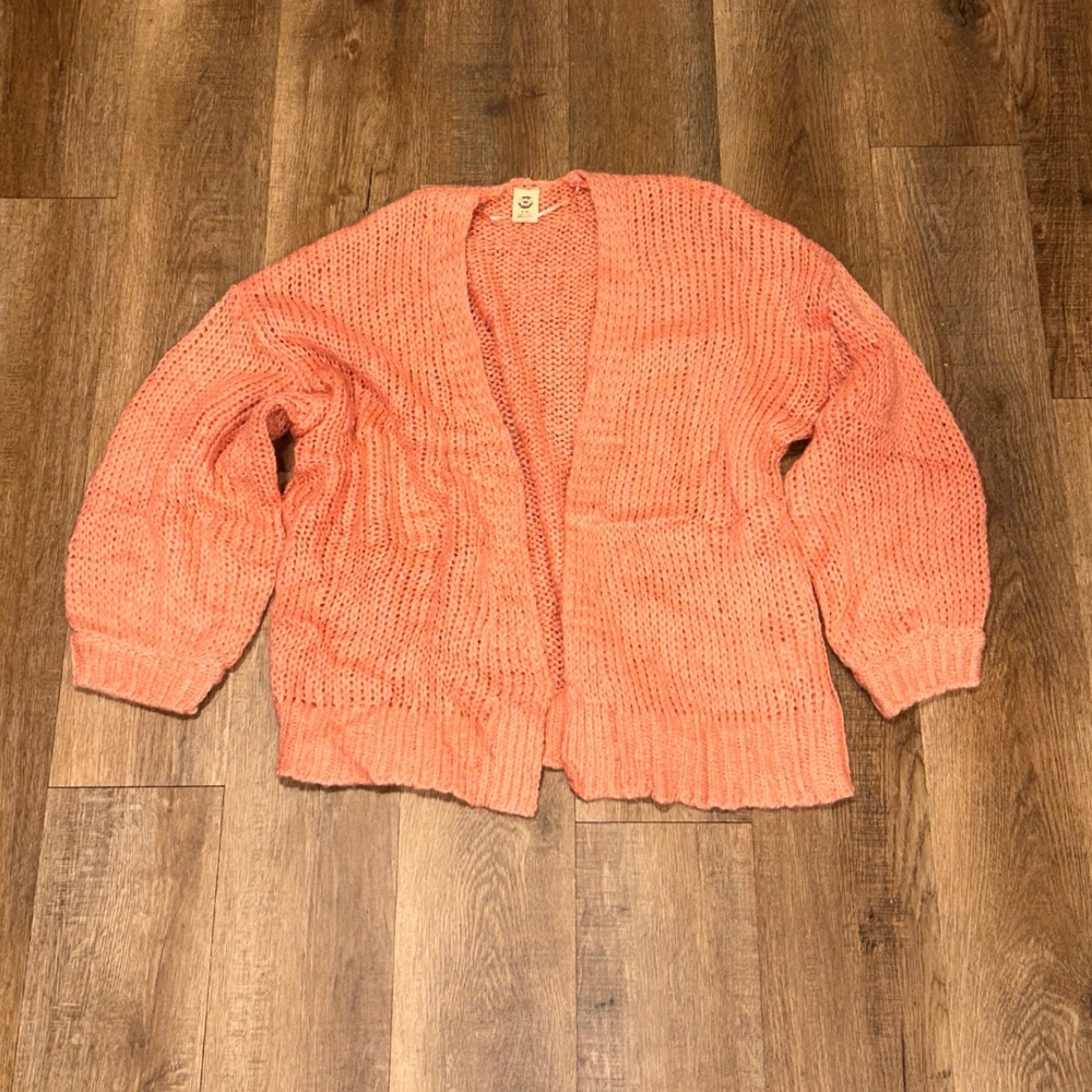 Urban Outfitters BDG Coral Pink Chunky Knit Open Front Cardigan Sweater Medium